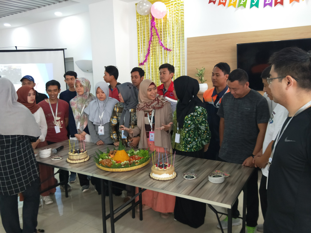  Celebrating birthday in Indonesian factory